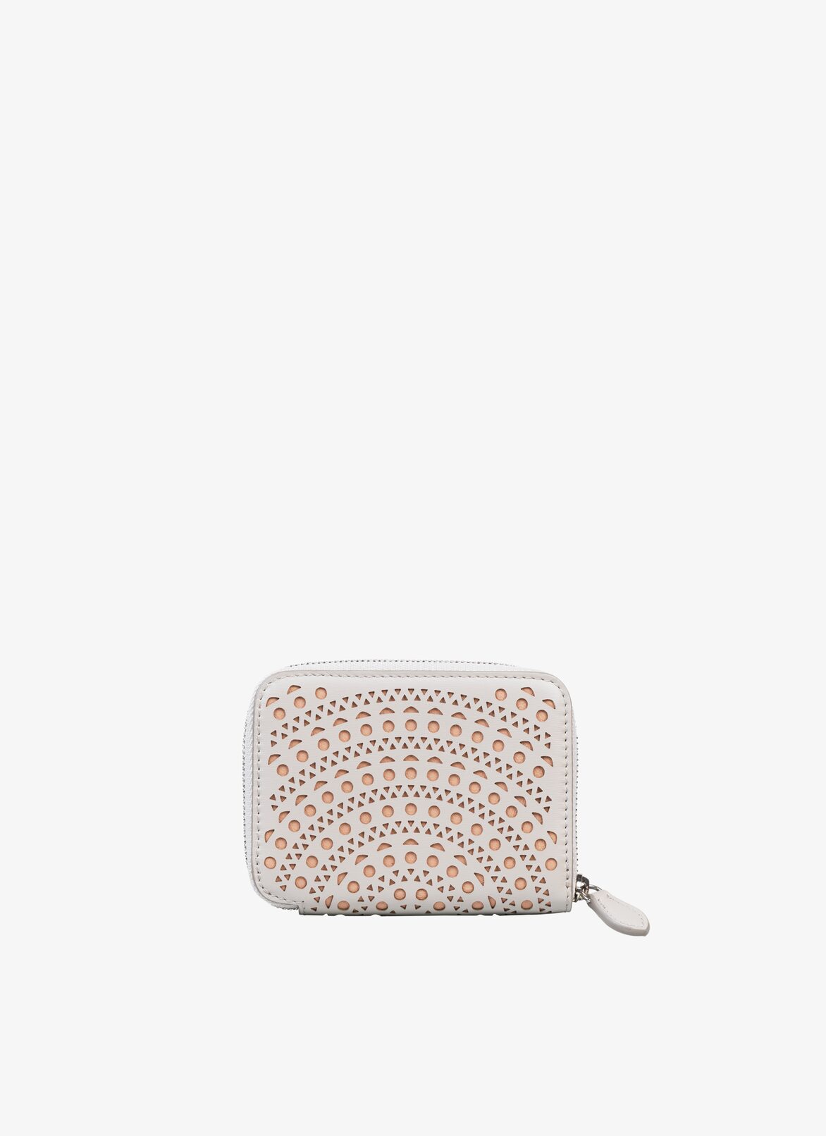 ZIPPED OPENWORK LEATHER CARDHOLDER
 ALAÏA PERLE/SANDY ZIPPED OPENWORK LEATHER CARDHOLDER